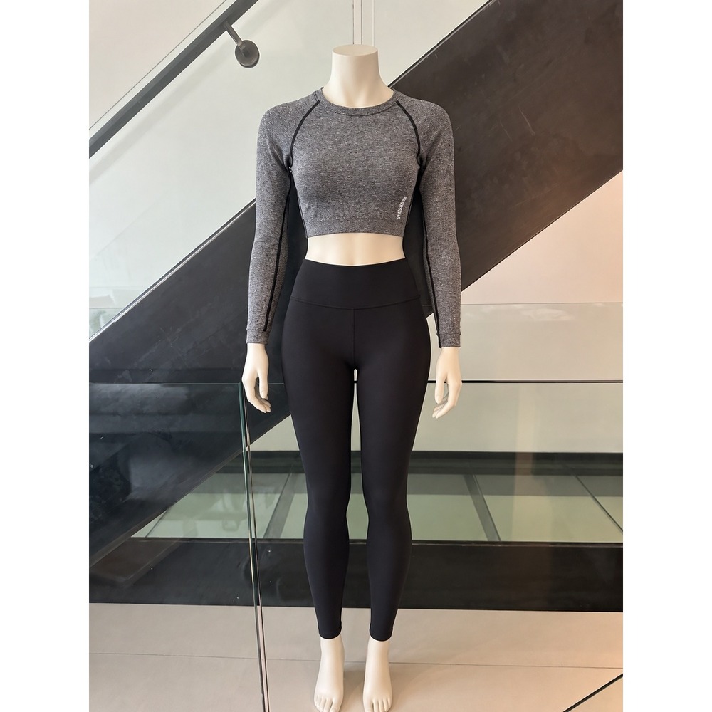 Gymshark Adapt Marl Seamless Long Sleeve Crop Top Grey Small GLCT4118